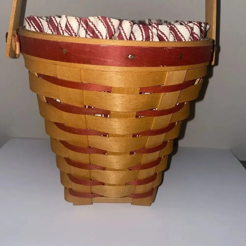 Longaberger 1996 Sweetheart Bouquet Basket Combo Protector Liner & Tie-On